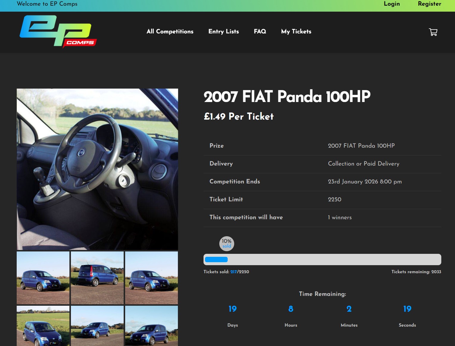 EP Comps - FIAT Panda Odds Example